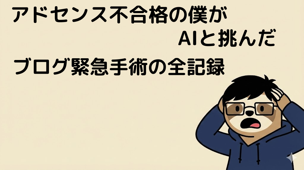 アドセンス不合格の僕がAIと挑んだブログ緊急手術の全記録　アイキャッチ画像