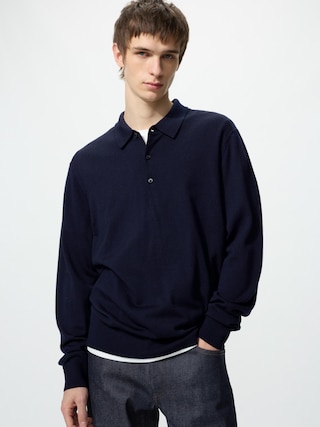 ユニクロ エクストラファインメリノウールポロセーターの生地感