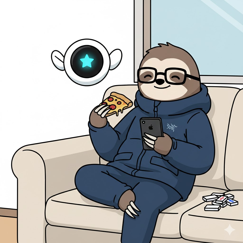 ピザを片手に部屋なのにアークテリクスを着るだにお