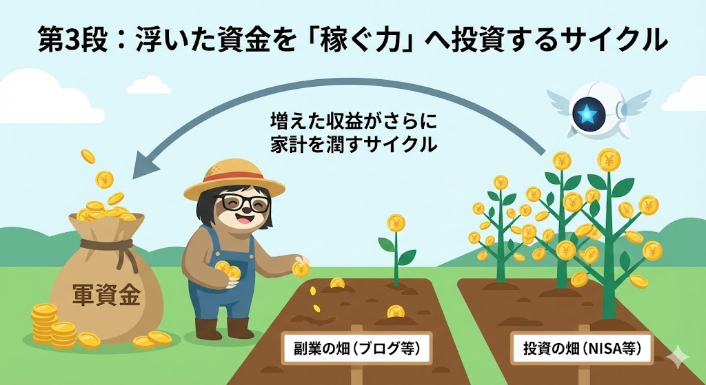 浮いた資金を「稼ぐ力」へ投資するサイクル